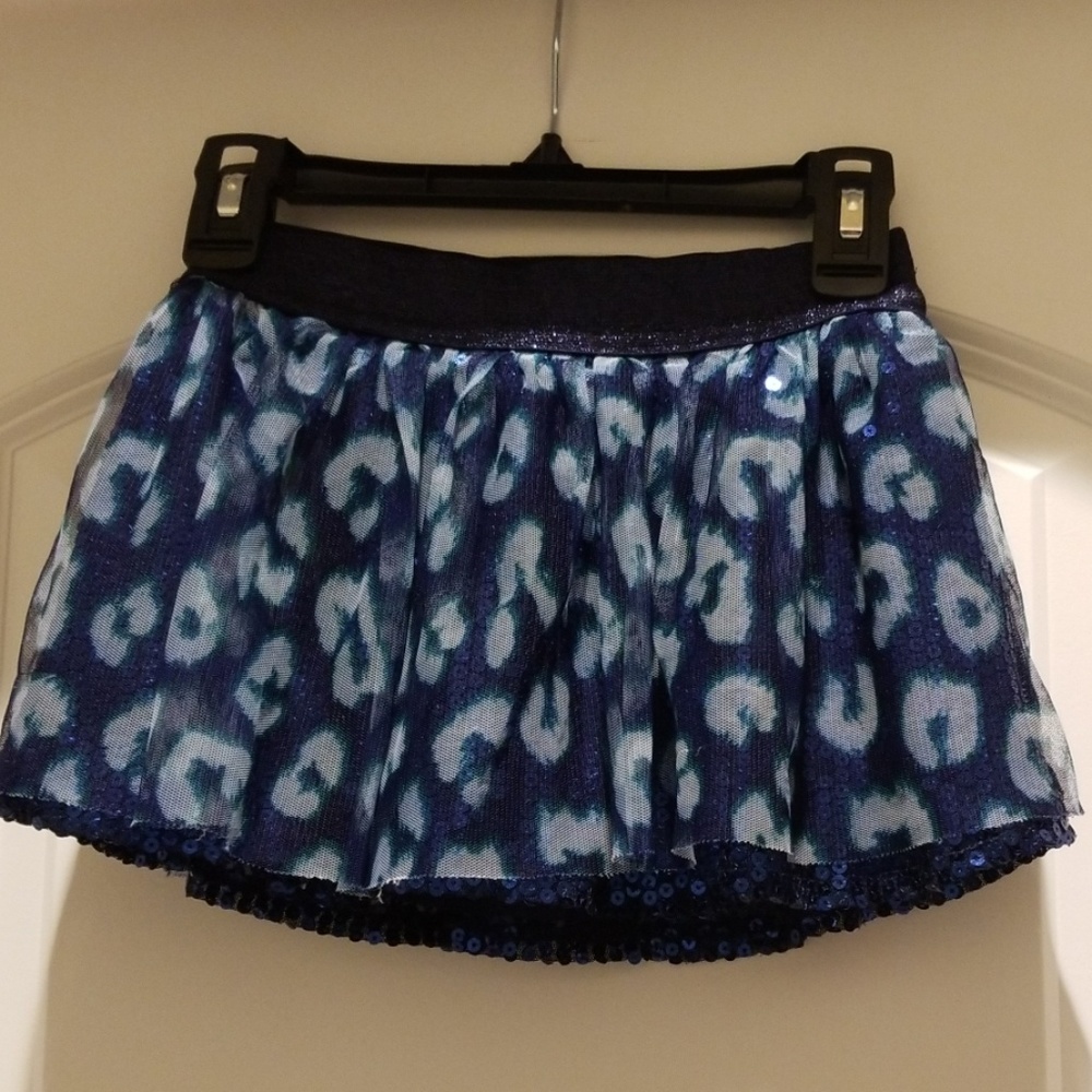 Justice girls blue leopard skirt